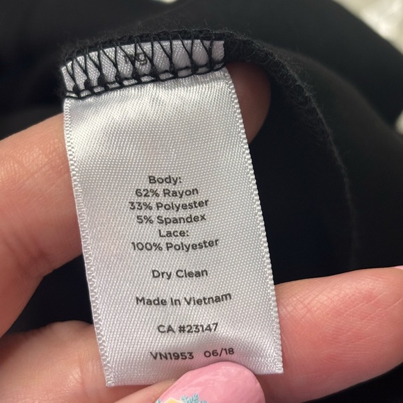 Talbots Classic Dress Size 16P Petite Black Stretch Lace Detail Sleeve Midi - Picture 7 of 7